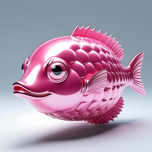 Pesce rosa 3D in studio