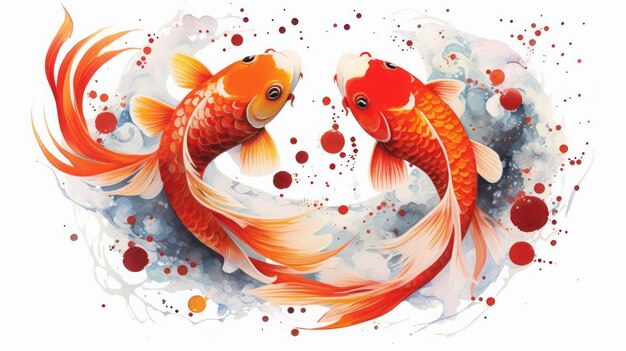 Pesce rosso in un acquerello di vetro dipinto con Ai Generated