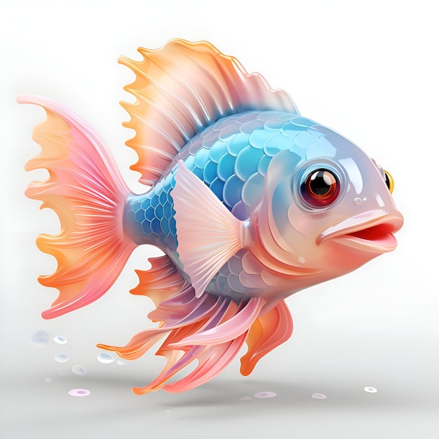 Pesce rosso su uno sfondo bianco 3d rendering 3d illustrazione.