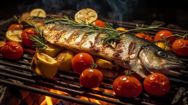 Pesce salmone alla griglia