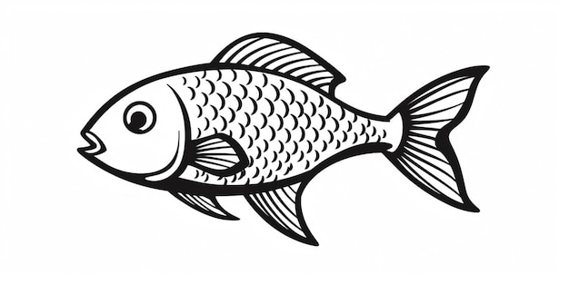 Pesce vettore libero in stile semplice doodle su sfondo bianco