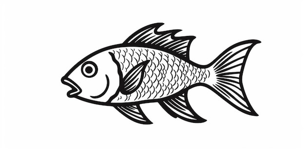 Pesce vettore libero in stile semplice doodle su sfondo bianco
