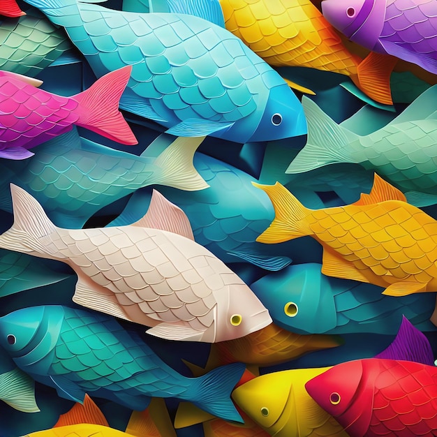 Pesci colorati fatti di carta