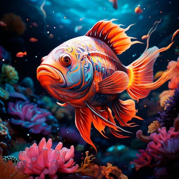 pesci colorati in acquario da vicino
