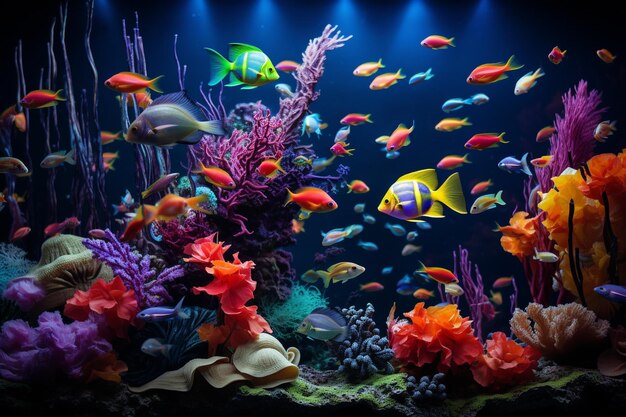 Pesci colorati nell'acquario