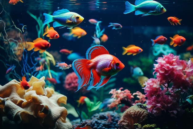 Pesci colorati nell'acquario