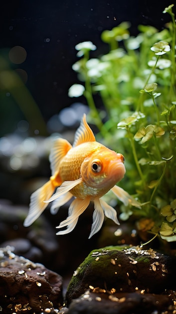 Pesci dorati in acquario: uno sguardo affascinante nell'obiettivo della telecamera