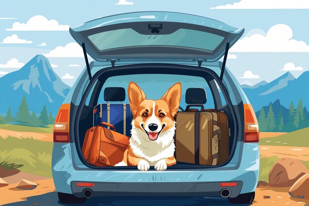 Pet Travel Delight Viaggio in auto con bagagli pieni di bagagli