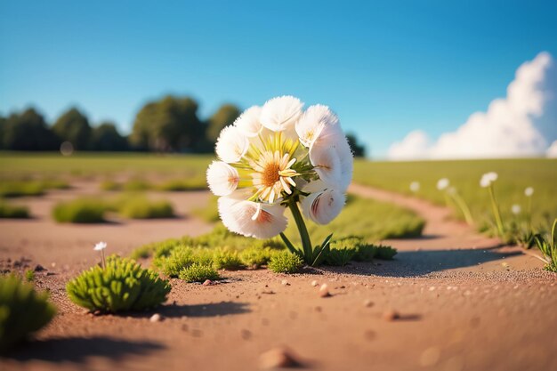 Petali di dente di leone soffiati dal vento volano intorno alle scrofe crescono magiche piante naturali sfondo carta da parati