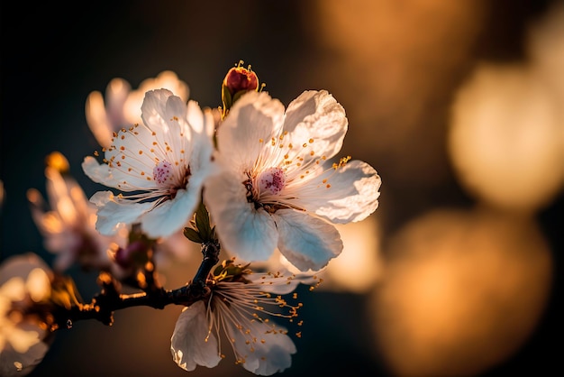 Petali di fiori di ciliegio con morbida sfocatura Bokeh