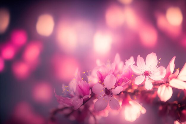 Petali di fiori di ciliegio con morbida sfocatura Bokeh