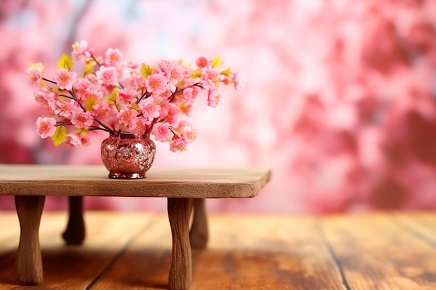 Petali di un fiore rosa su un tavolo di legno