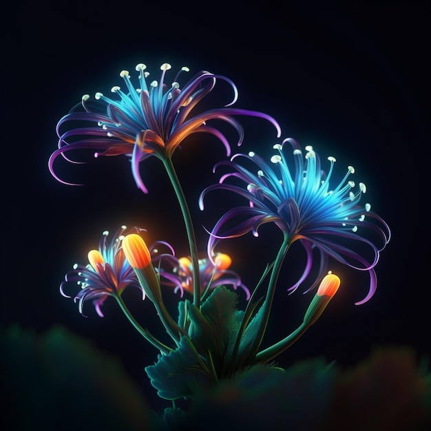 Petali incandescenti fiori megical AI Arte generata