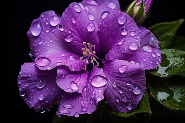 Petali viola scintillanti nella pioggia catturano la bellezza della natura in 32 aspetti