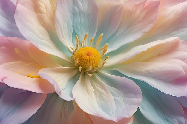 petalo di fiore intricato da vicino con tonalità di colore pastello