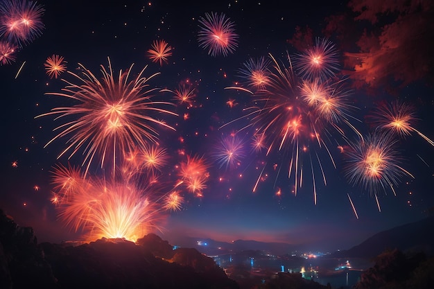 petardi che illuminano il cielo notturno con un'esplosione di colori