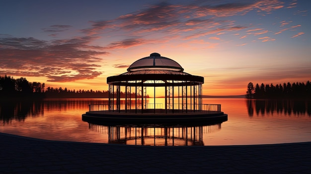 Petrozavodsk Carelia Russia s padiglione rotondo vicino al lago Onega silhouette concetto