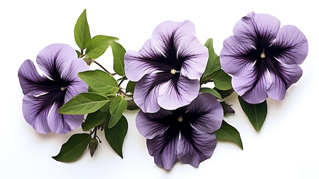 Petunia nera isolata su sfondo bianco Fiore di petunia di colore nero