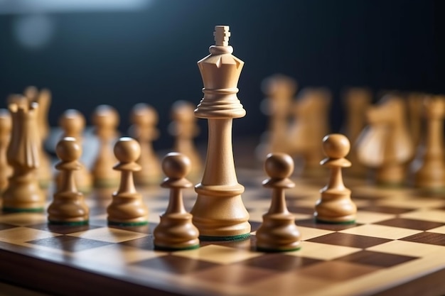 Pezzi degli scacchi strategici a bordo Padroneggia il gioco di strategia con strumenti di intelligenza artificiale generativa