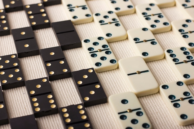 Pezzi di domino in bianco e nero