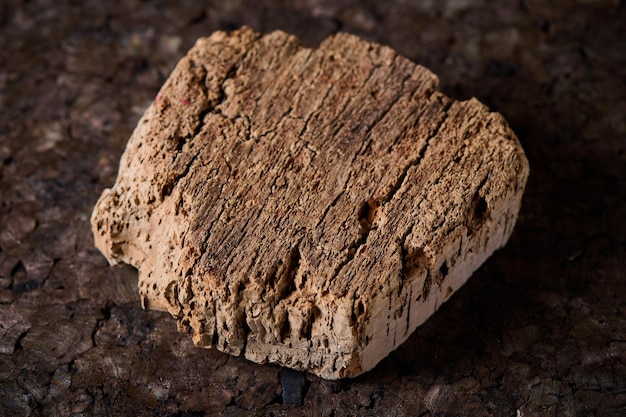 Pezzo di corteccia di albero di sughero primo piano