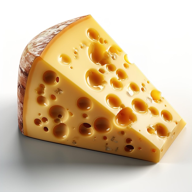 Pezzo di formaggio Cheddar triangolare giallo Fotografia di deliziosi spuntini da latte