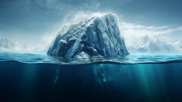 Pezzo rotto di iceberg nell'oceano IA generativa