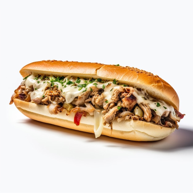 Philly Chicken Cheesesteak con sfondo bianco ciao