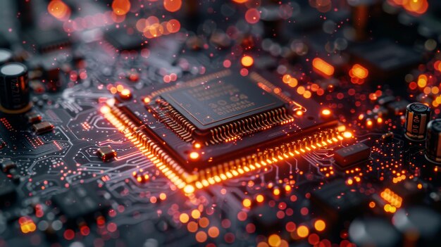 Phone39s CPU Microchip SMD componenti elettronici su scheda di circuito o scheda madre Riparazione di parti di smartphone Sviluppare microcontrollore elettronico rendering 3D