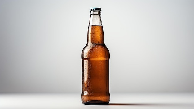 photo bottiglia fredda di birra con gocce isolato su sfondo bianco