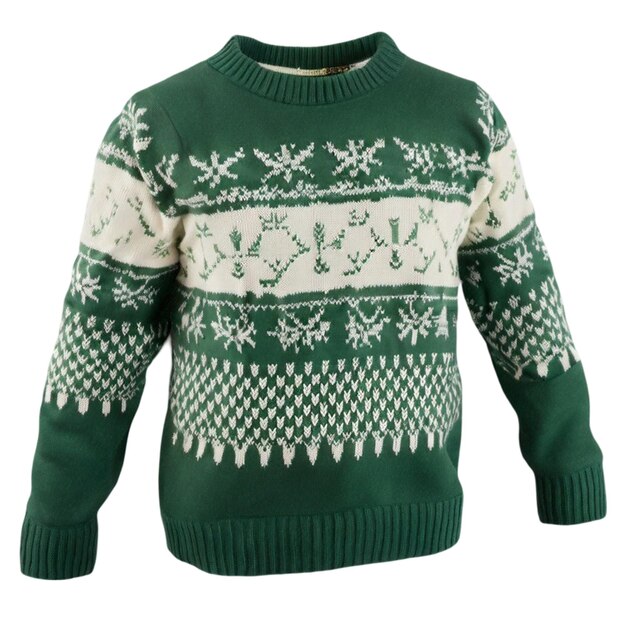 photo of a green and white Christmas jumper isolated