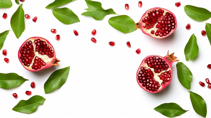 Photo of Whole pomegranate isolated on a white granade on a white background AI Generated
