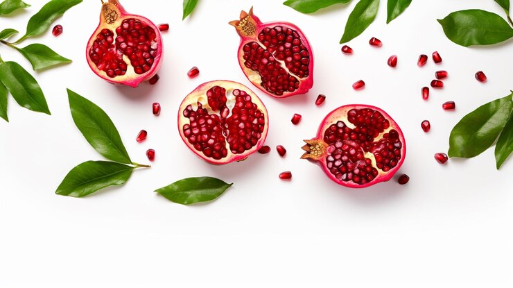 Photo of Whole pomegranate isolated on a white granade on a white background AI Generated