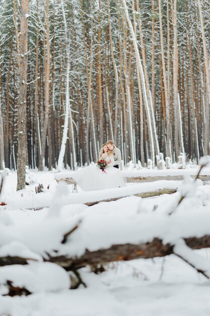 Photosession di matrimonio invernale in natura