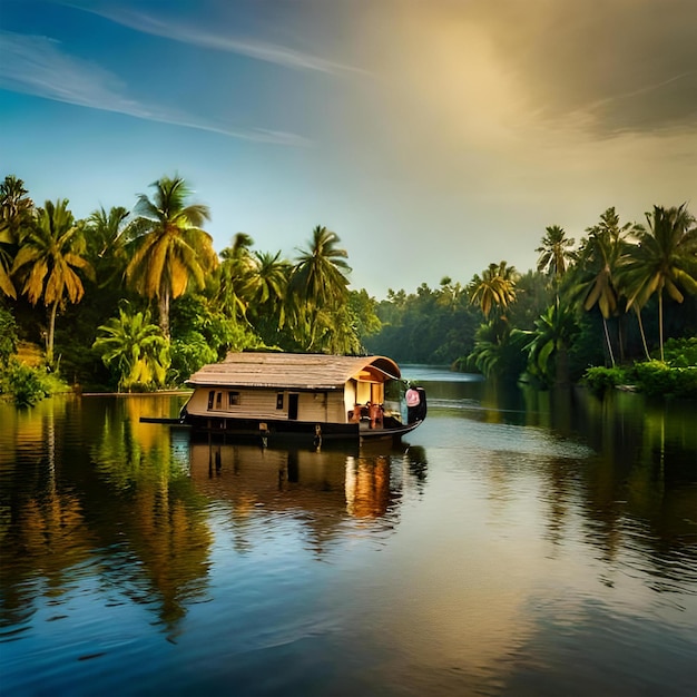 Phtoo di Houseboat negli stagni del Kerala