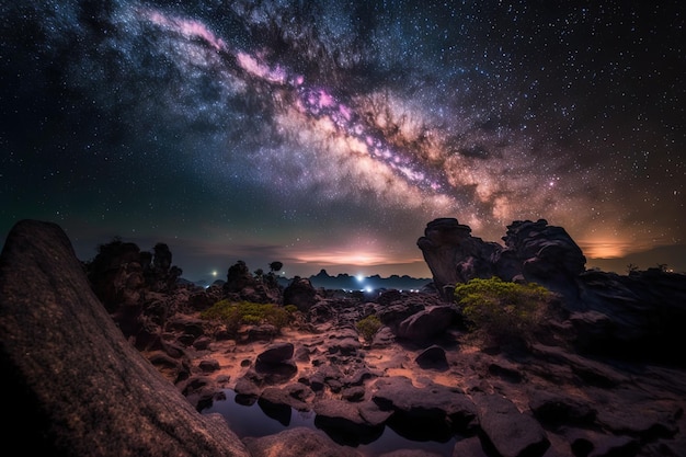 Phu hin rong kla parchi nazionali via lattea girato con una lunga esposizione in Thailandia da Phitsanulok