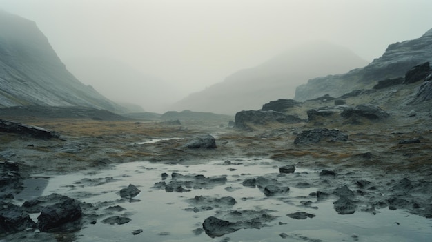 Pianeta alieno piovoso paesaggio diluvio mistico