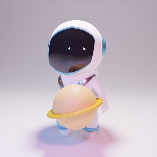 pianeta di calcio dell'astronauta 3d in sfondo bianco