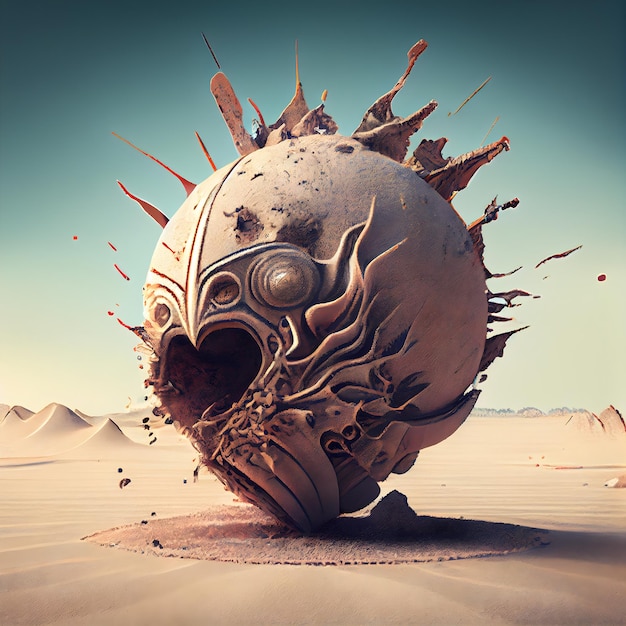 Pianeta pericoloso nel deserto illustrazione di rendering 3d