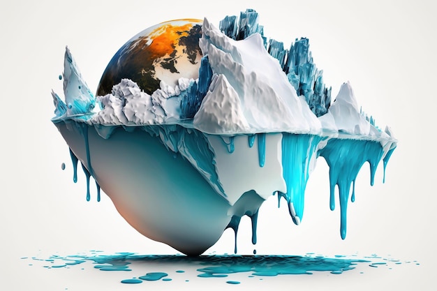 Pianeta Terra come un ghiacciaio che scioglie i cambiamenti climatici