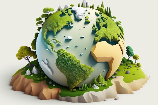 Pianeta verde Terra Giornata mondiale dell'ambiente Illustrazione dell'IA generativa