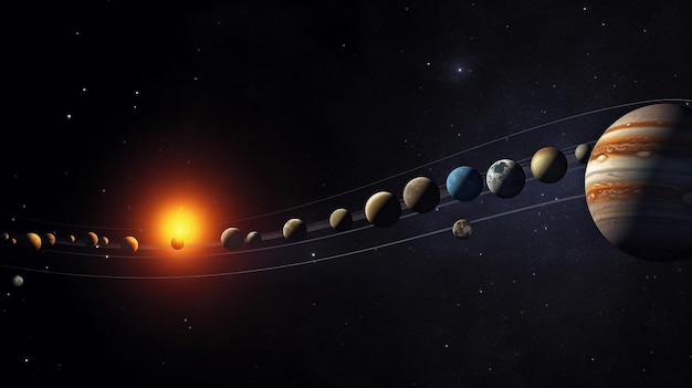 Pianeti del Sistema Solare e alcune lune AI generativa