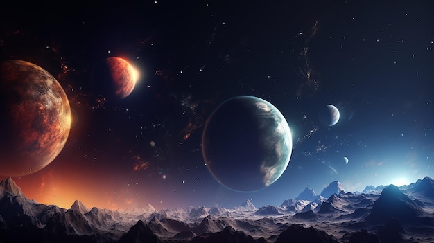 Pianeti dell'universo nello spazio notturno Immagine 4K