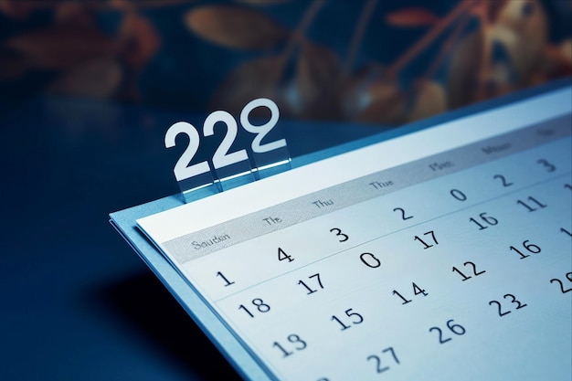 Pianificazione aziendale efficiente Vista ravvicinata del calendario 2022 per la fissazione degli appuntamenti e delle riunioni