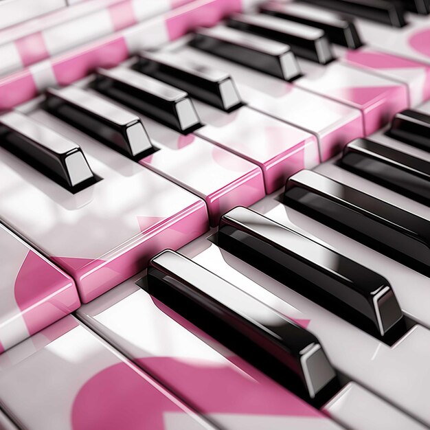 Piano nero e bianco colore lucido rosa caso sfondo sfocato Generare AI