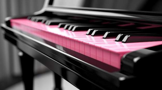 Piano nero e bianco colore lucido rosa caso sfondo sfocato Generare AI