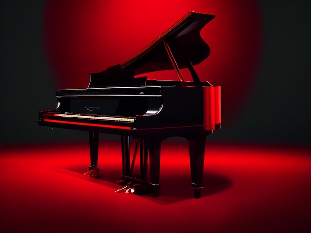 Piano nero su sfondo rosso immagine 4k scaricata