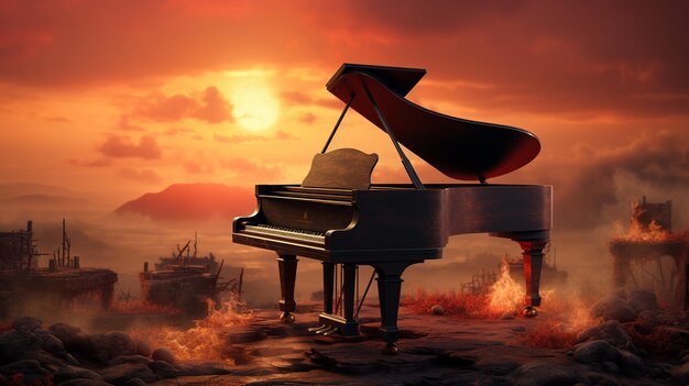 Pianoforte 3d alla guerra del tramonto