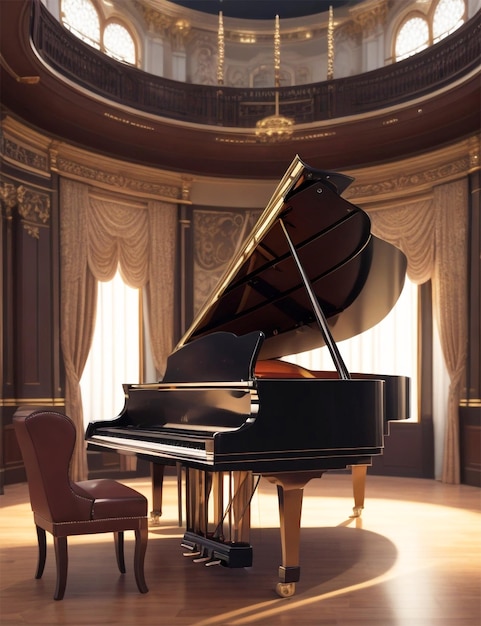 Pianoforte a coda reale in una sala classica