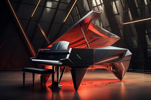 pianoforte a coda triangolare futuristico